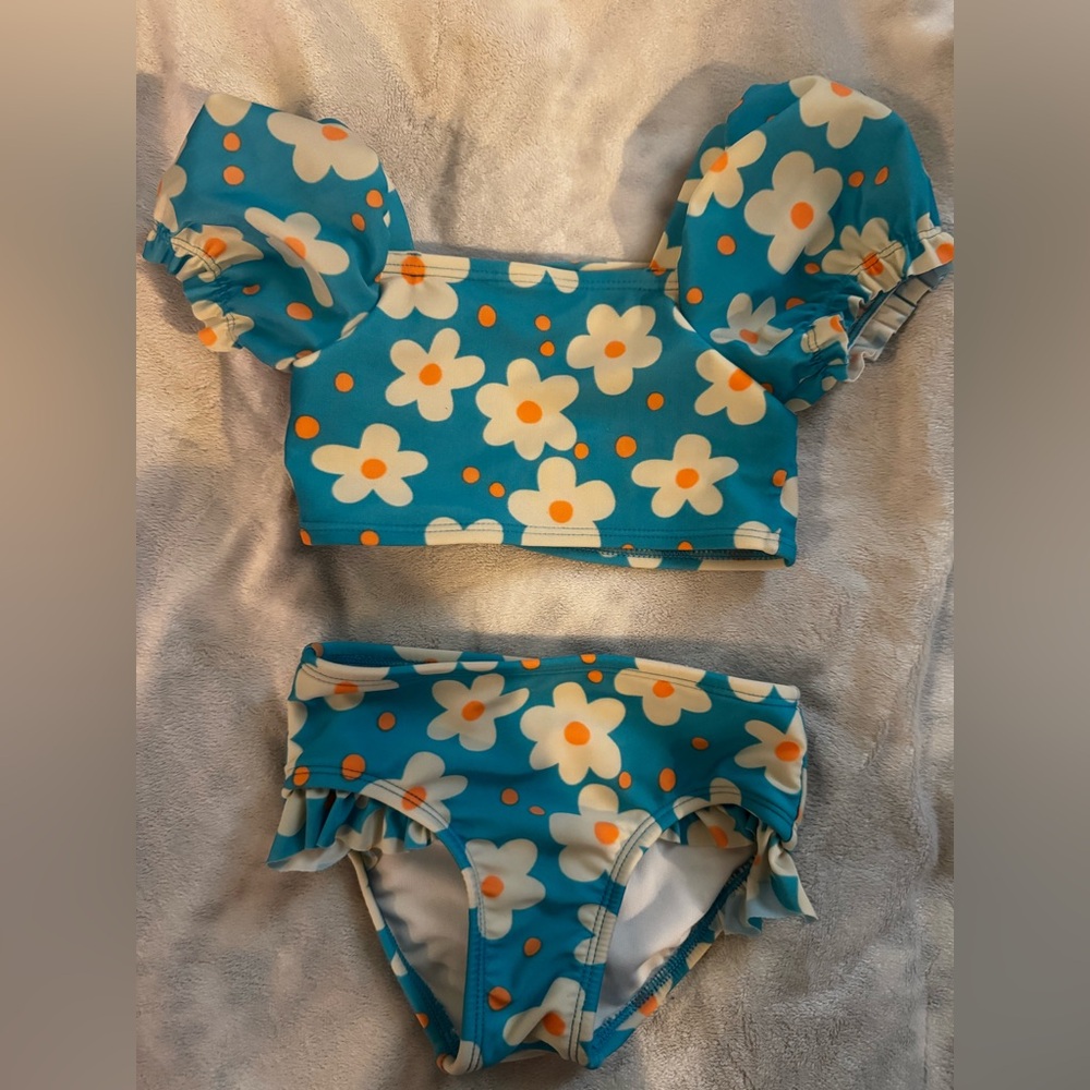 Cat & Jack Blue Floral Swimsuit